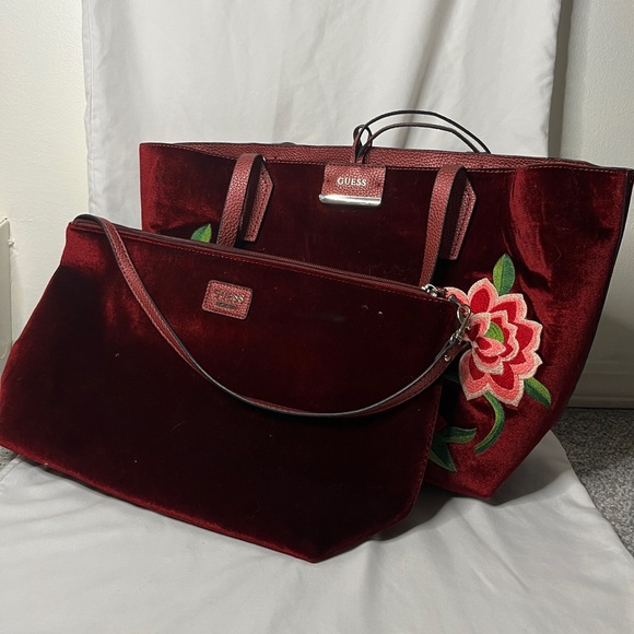 Matching Guess velvet tote bag set - Picture 2 of 3